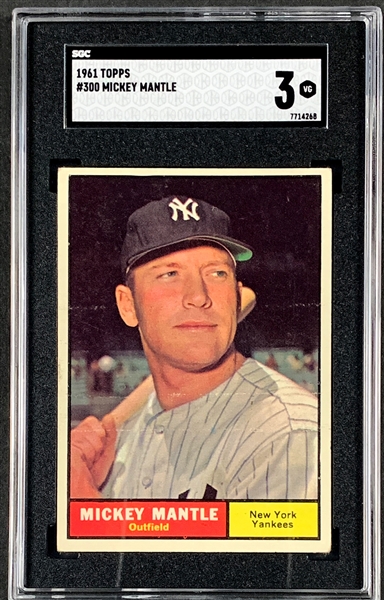1961 Topps #300 Mickey Mantle – SGC VG  3