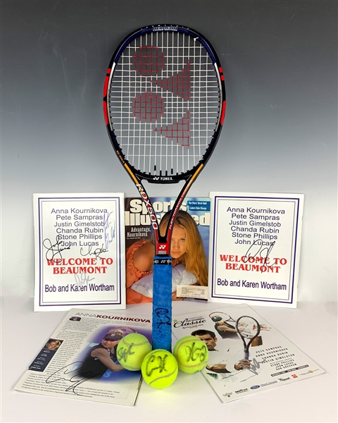 Tennis Superstars Signed Collection Incl. Anna Kournikova and Pete Sampras (8 Pieces)