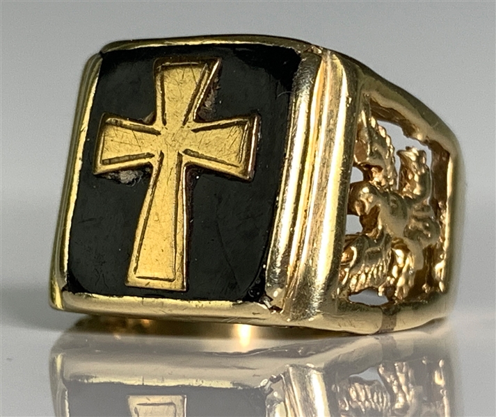 Elvis Presley Owned 14K Gold and Onyx Eagle and Cross Ring