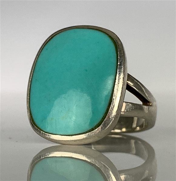 Elvis Presley Owned Sterling Silver Ring with Large turquoise Stone Gifted to His Cousin Patsy Presley
