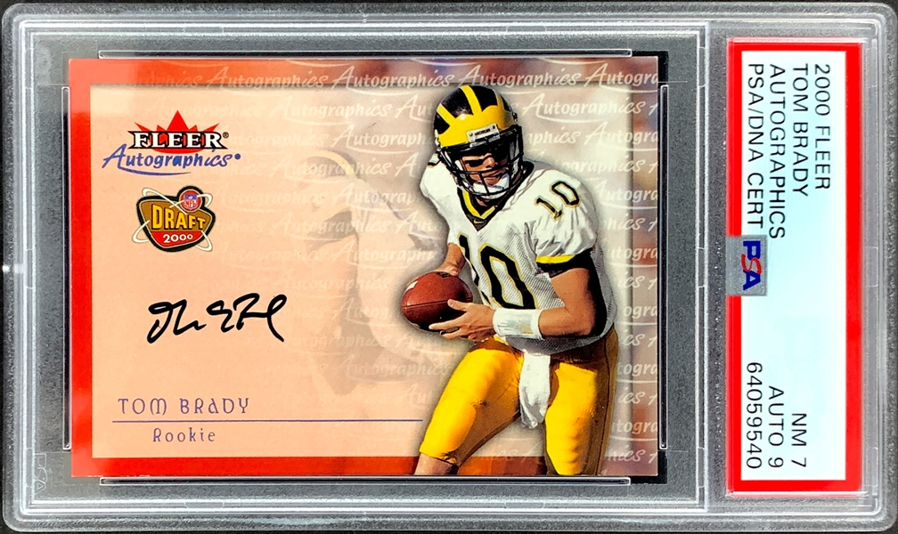 2000 Fleer Autographics Tom Brady Rookie Signed Card PSA NM 7 / PSA/DNA MINT 9