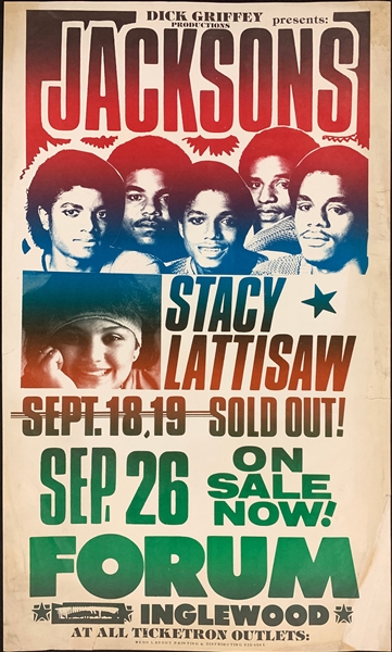 1981 Jacksons Huge Concert Poster -<em>Off the Wall</em> and <em>Triumph</em> Tour – The Forum Inglewood, California