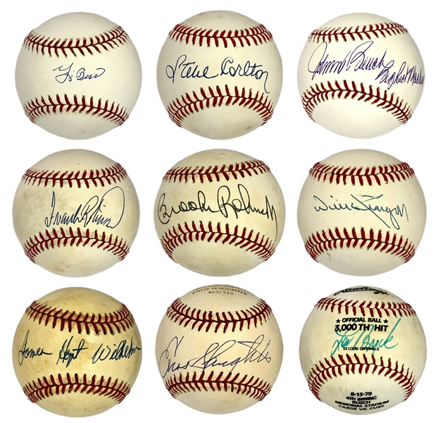 Baseball Hall of Famers Single Signed Baseball Collection of 17 Incl. Frank Robinson, Brock, Banks, Berra and Others (BAS/JSA)