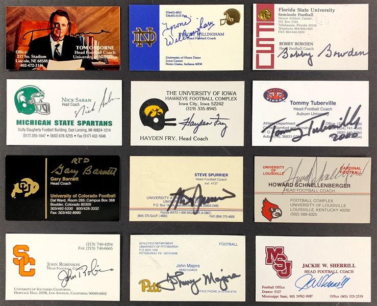 NCAA Football Coaches Signed Business Cards (69) Incl. Tom Osborne, Nick Saban and Others (BAS)