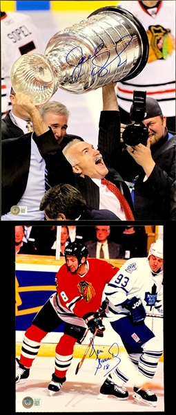 Joel Quenneville Signed Photo – Chicago Blackhawks Stanley Cup Champion Coach and Denis Savard Signed Photo (BAS)