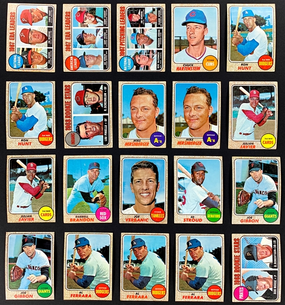 1968 Topps Baseball Hoard (633) Including Many Duplicates