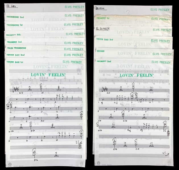 Elvis Presleys “Lovin Feelin” Sheet Music Collection of 16 Pieces for Each Instrument and ELVIS! From the 1999 Graceland Archives Auction