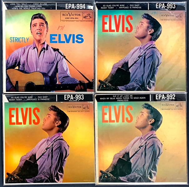 Group of 20 Elvis Presley 1950s RCA EPs – Incl. <em>Elvis, Vol. 2</em> (EPA-993), <em>Love Me Tender</em> (EPA-4006) and <em>Jailhouse Rock</em> (EPA-4114)