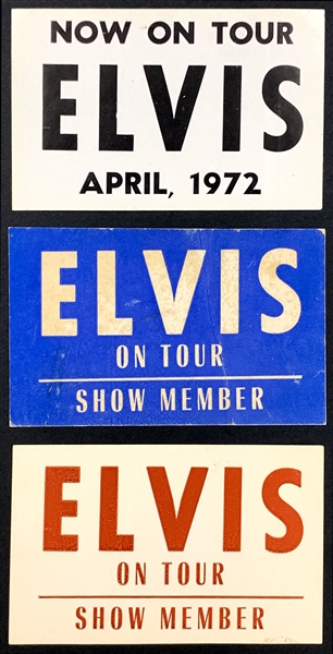 Group of Three 1972 Elvis Presley Backstage Passes Incl. “NOW ON TOUR” from April, 1972