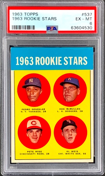 1963 Topps #537 Pete Rose (1963 Rookie Stars) – PSA EX-MT 6