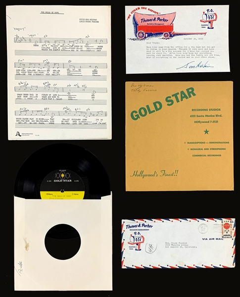 1959 Demo Recording Submitted to Elvis Presley from Trudy Forsher Plus Tom Diskin Signed Letter Referring to Song