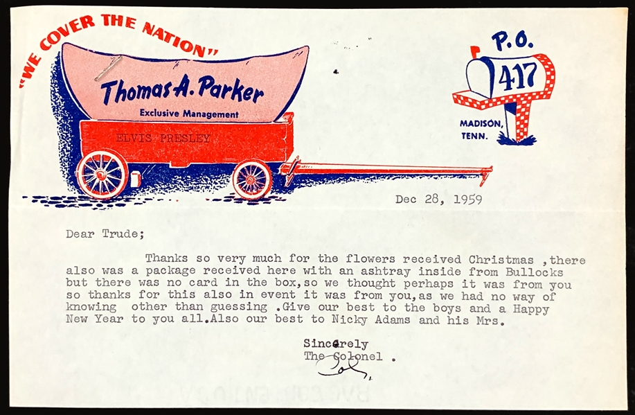 1959 Colonel Parker Signed Letter to Trude Forsher - “Happy New Year” Plus Forshers Response Letter (2)