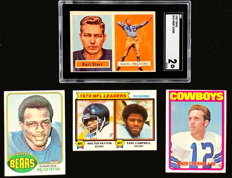 1940s-1970s Topps, Bowman and Fleer Football Shoebox Collection (314) - Including Bart Starr, Roger Staubach, Walter Payton and Fran Tarkenton Rookie Cards Plus Many HOFers and Stars