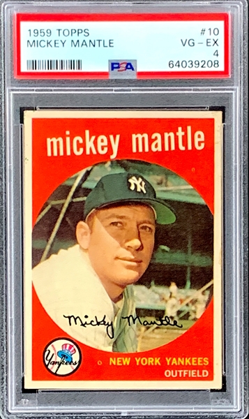 1959 Topps #10 Mickey Mantle – PSA VG-EX 4
