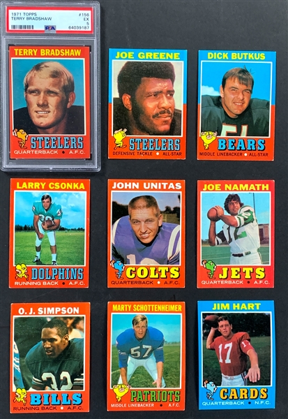 1971 Topps Football Complete Set (263) Including Terry Bradshaw Rookie Card PSA EX 5