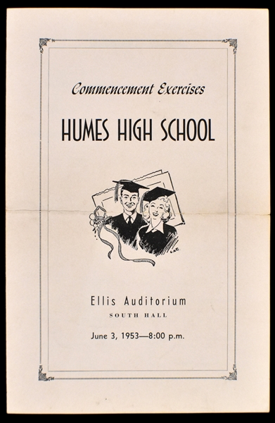 1953 Humes High School Graduation Program Featuring Elvis Presley