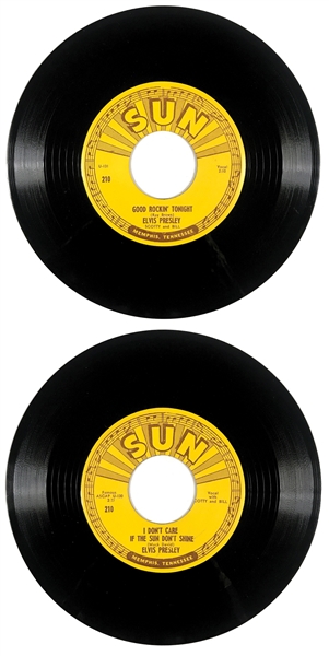 High Grade 1954 Sun Records 210 45 RPM 7-Inch of Elvis Presley’s “Good Rockin’ Tonight” and “I Don’t Care if the Sun Don’t Shine” - Memphis Pressing