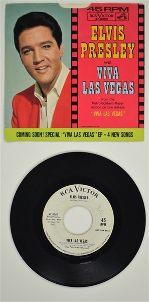 1964 Elvis Presley RCA Victor White Label “Not For Sale” 45 RPM Single “Viva Las Vegas” / “Whatd I Say” with Picture Sleeve - <em>Viva Las Vegas</em>