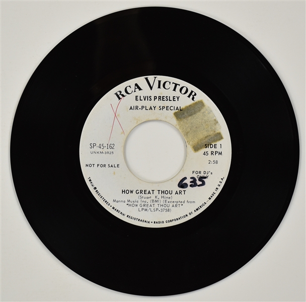 1967 Elvis Presley RCA Victor White Label “Not For Sale” 45 RPM Single “How Great Thou Art” / “So High” - <em>How Great Thou Art</em>