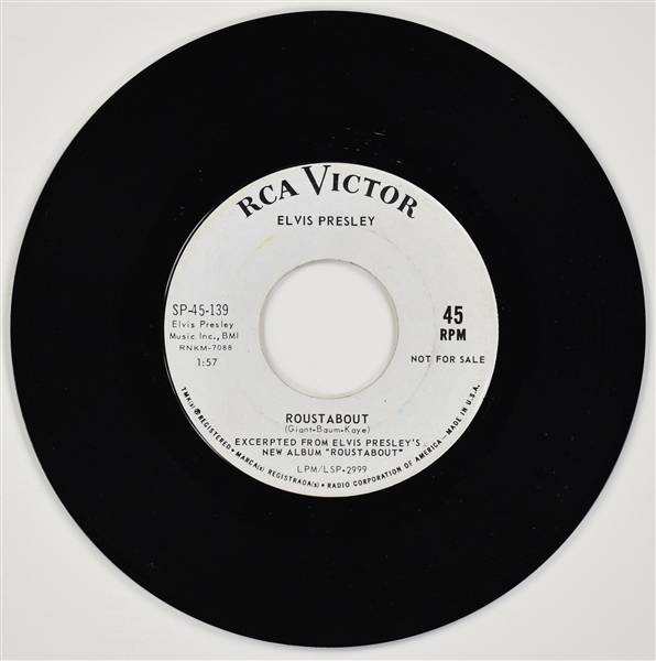 1964 Elvis Presley RCA Victor White Label “Not For Sale” 45 RPM Single "Roustabout” / “One Track Heart” - <em>Roustabout</em>