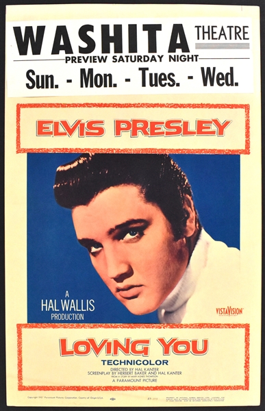 1957 <em>Loving You</em> Window Card Movie Poster – Starring Elvis Presley