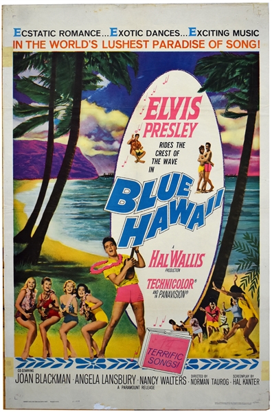 1961 <em>Blue Hawaii</em> One Sheet Movie Poster – Starring Elvis Presley