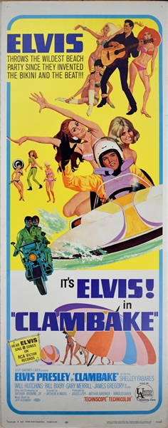 1967 <em>Clambake</em> Insert Movie Poster – Starring Elvis Presley and Shelley Fabares