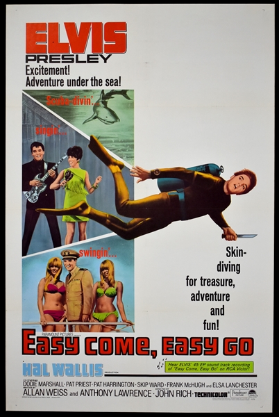 1967 <em>Easy Come, Easy Go</em> One Sheet Movie Poster – Starring Elvis Presley