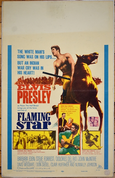 1960 <em>Flaming Star</em> Window Card Movie Poster – Starring Elvis Presley