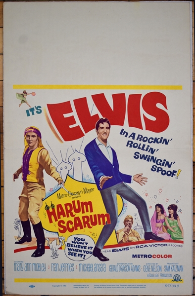 1965 <em>Harum Scarum</em> Window Card Movie Poster – Starring Elvis Presley