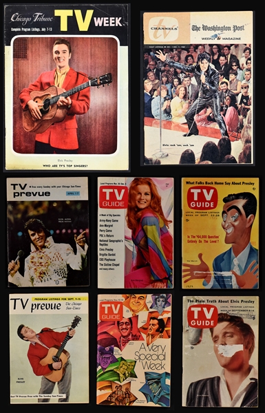 Elvis Presley <em>TV Guide</em> Collection of Eight Incl. 1956 Examples (8)