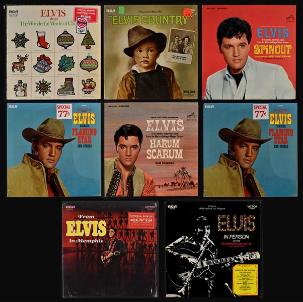 Group of Seven Elvis Presley LPs with Bonus Photos Incl. <em>Flaming Star</em> and <em>From Elvis in Memphis</em> and Others