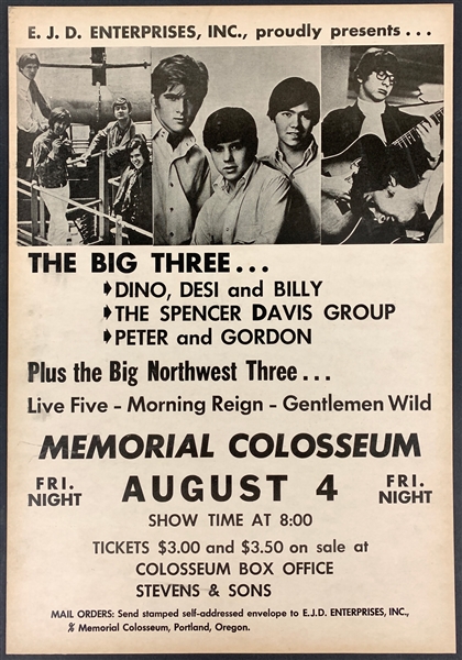 1967 Spencer Davis Group Concert Poster Memorial Colosseum, Portland, Oregon