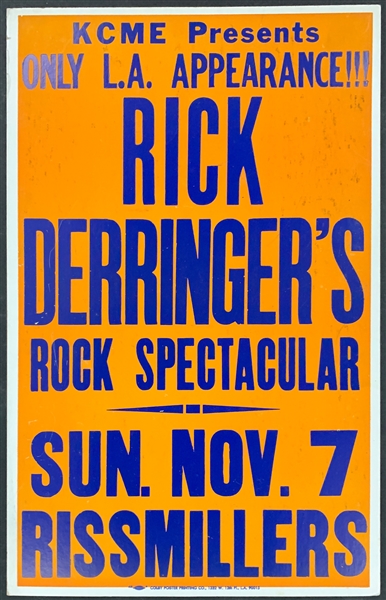 1982 Rick Derringers “Rock Spectacular” Concet Poster – Rissmillers, Los Angeles (Reseda)