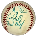 1987 Red Sox and Blue Jays Stars Signed Baseball Incl. Fred McGriff, Cecil Fielder Plus Joe Morgan (10 Signatures) (BAS)