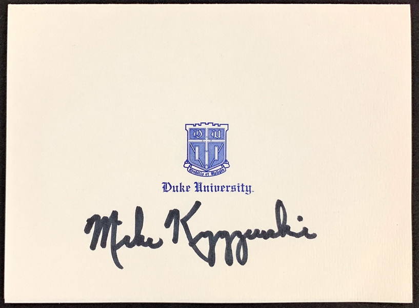Mike Krzyzewski Signed Duke University Thank You Card (BAS)