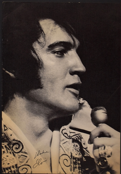 1970 11x14 Black and White Elvis Presley Promo Photo With RARE Back Stamp "Snowmens League of America Chief Potentate Col. Tom Parker"