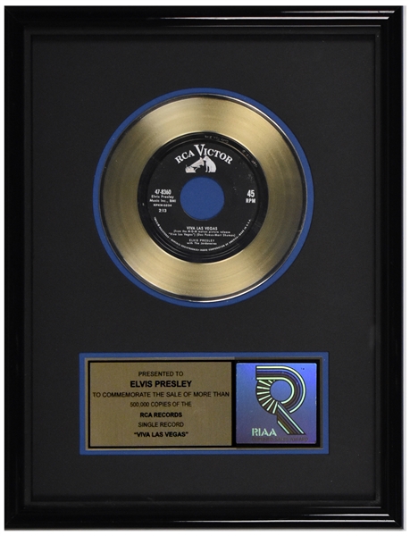 RIAA Gold Record Award for Elvis Presleys 1964 Single “Viva Las Vegas”