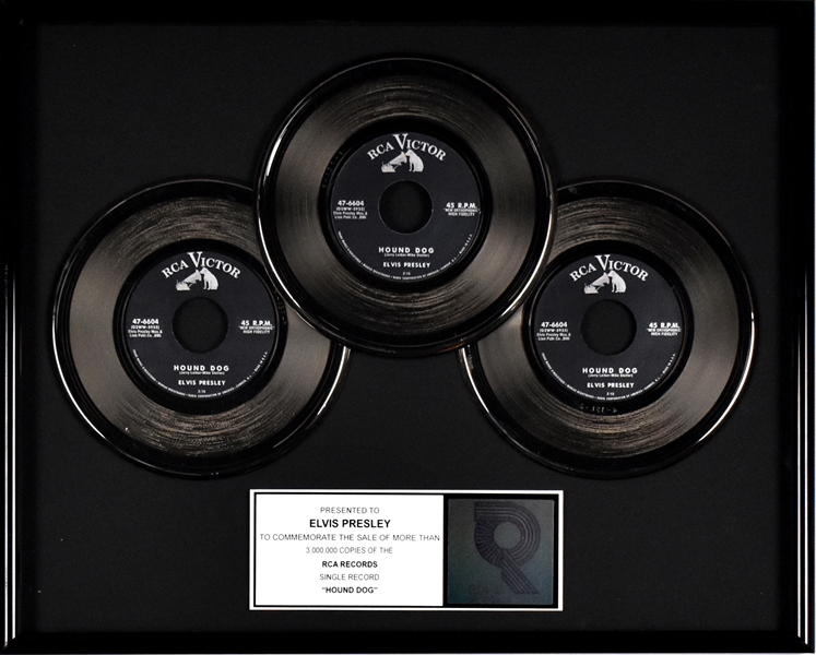 RIAA Triple Platinum Record Award for Elvis Presleys 1956 Single “Hound Dog”