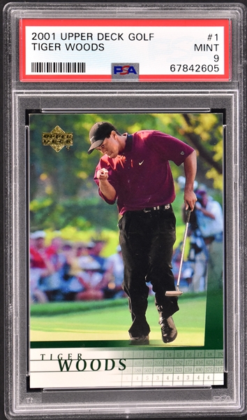 2001 Upper Deck Golf #1 Tiger Woods "Rookie" Card – PSA MINT 9