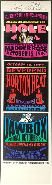 1994 Hole Concert Poster Signed by Courtney Love – St. Andrews Hall, Detroit (Kevin Sykes Design) (BAS)