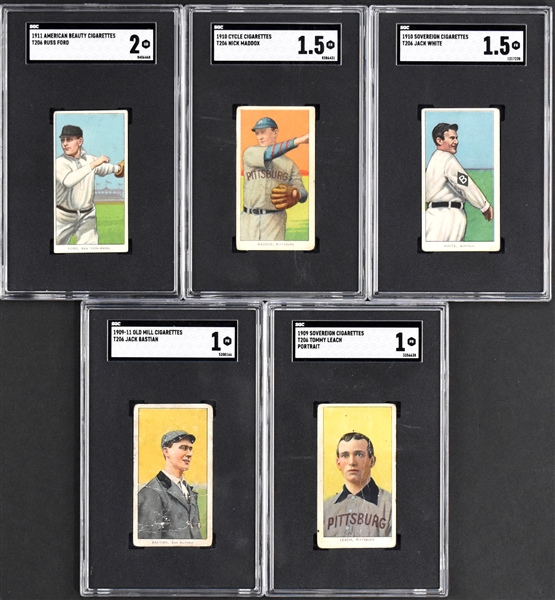 1909-11 T206 Group of Five Tougher Backs – All SGC Graded – Incl. Cycle, Old Mill, Sovereign and American Beauty