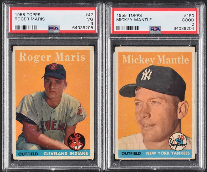 1958 Topps Baseball Partial Set (402/494) Including #150 Mickey Mantle PSA Good 2