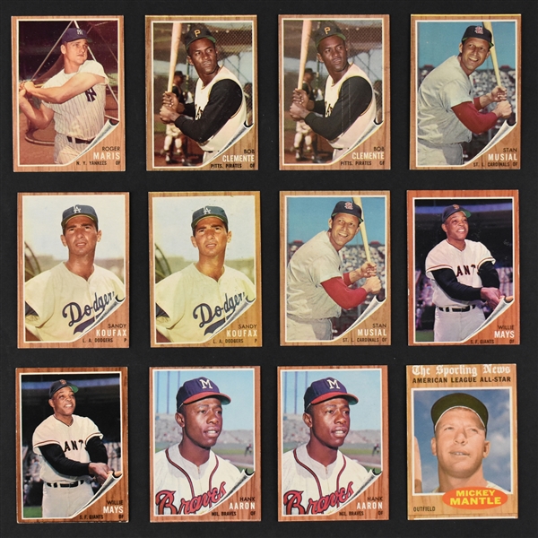 1962 Topps Baseball Hoard (1,500+) Including Many HOFers and Stars