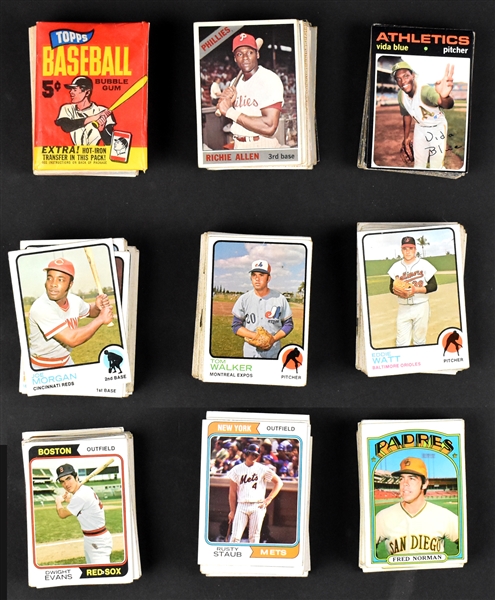 1958-1974 Topps Baseball Shoe Box Collection of 736 (Incl. More Than 400 1972 Topps) with TONS of HOFers