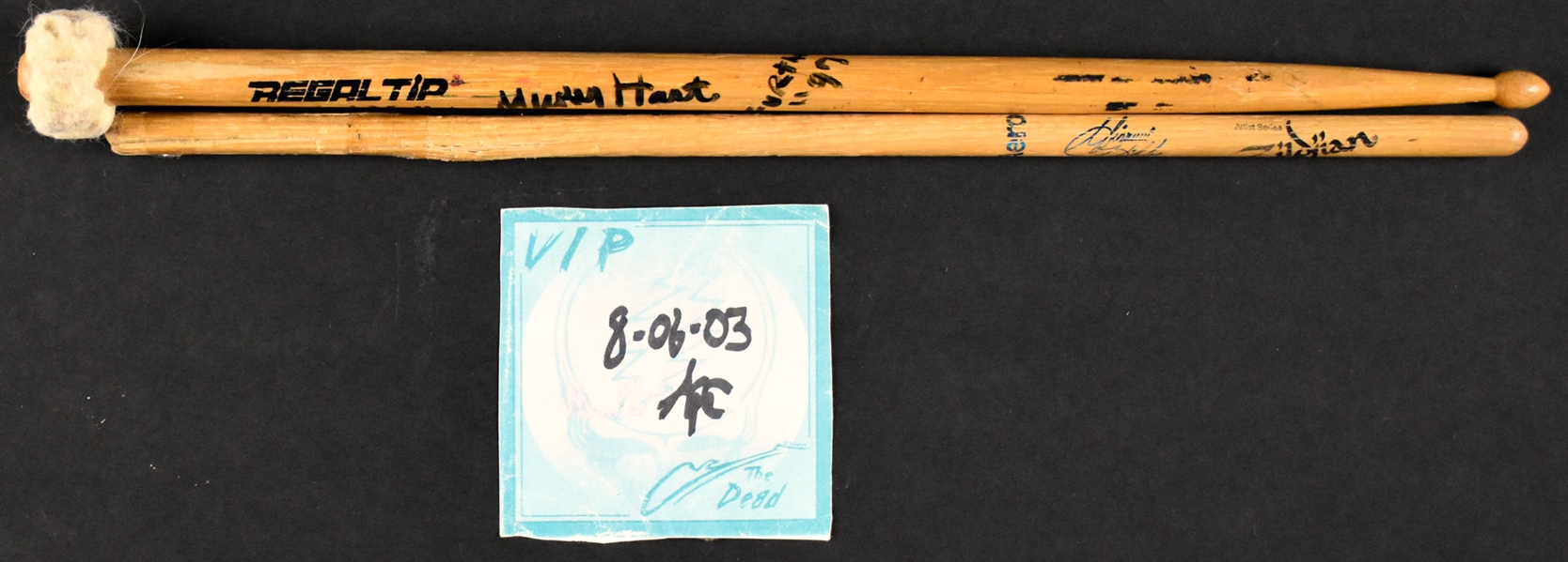 Mickey Hart (Grateful Dead) Stage-Used Cymbal Mallet Drumstick and Giovanni Hidalgo Stage-Used Drumstick