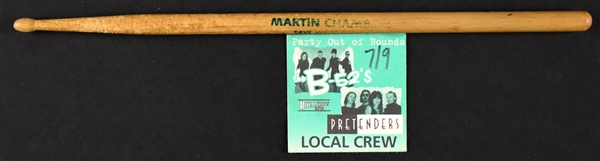 Martin Chambers (Pretenders) Stage-Used Drumstick and “LOCAL CREW” Backstage Pass