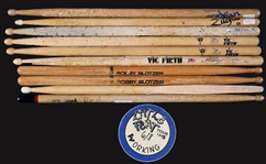 Stage-Used Drumstick Collection of 7 Different Incl. Drummers for Ted Nugent, Ozzy Osbourne, Ratt, Little Feat and Others