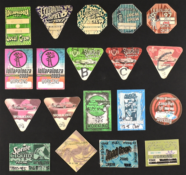 1990s-2000s Rock Festival “WORKING CREW” Backstage Pass Collection of 39