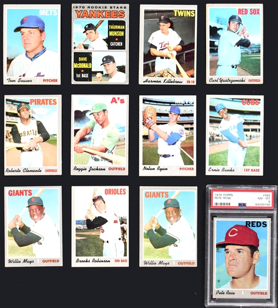 1970 Topps Baseball Near Set (668/720) Incl. #580 Pete Rose PSA NM-MT 8